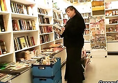 Breasty book-loving granny rides his excited rod