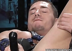 Beefy Marc Dylan gets wrecked by a mystery rubber top in the dungeon