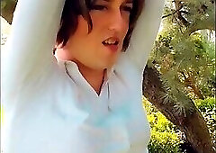 Annemieke tied in the woods and used