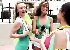 Beauties exchange swimsuits