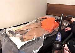 Submissive gay guy Strapskinks into bondage and breath control play