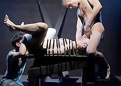 Three horny gay fellows in amazing bareback fuck in the basement