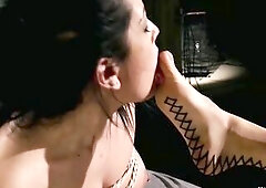 Big tits brunette lezdom Gia DiMarco bound hot natural big tits lesbian Katrina Jade and whipped her the gave her face sitting and foot worship