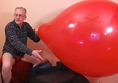 95) Daddy Pops Two Giant Balloons And Cums - Balloonbanger