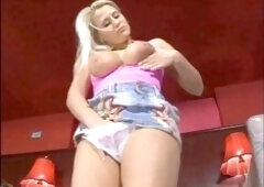 Gorgeous MILF Sabrina Moore with huge natural tits gets creampied in the mouth by a massive vintage cock