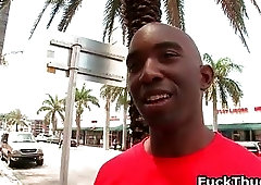 Sexy black stud blows gay boner and gets his tight black arse