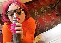 Big cock EXGF interracial busty geek coed blowjob