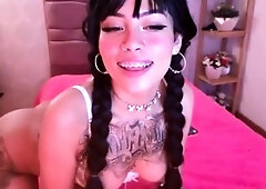 Cute curly brunette solo webcam masturbation