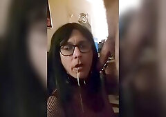 Davine gets her Mouth filled by a giant Knob and enjoyes the throatfucking Have a fun ♥