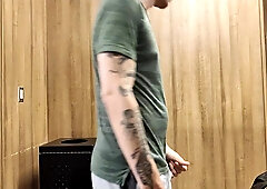 RISKY Jack Off in the Locker Guest room Douche NEARLY CAUGHT IN THE SAUNA