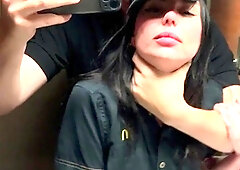 Risky public sex in the toilet. Fucked a McDonald's worker