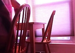 Ts Cassie rides sextoy in the kitchen