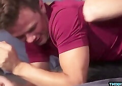 Hot twinks spanking with ass creampie