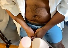 Humping and stroking with big cock action as Devin Vine gets off