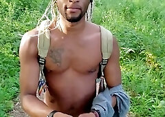 Kennie Jai gets caught strolling in the park nude and fully aroused!