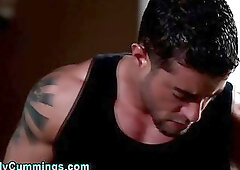 Jock pornstar spurts jizz