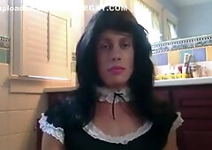 girlsy Maid bounces on cock and cums for dom