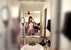 Large titties ts porn star in hose underware swinging dick