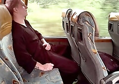 Getting frisky on the bus with a stranger, deep throating and cumming hard when no one notices