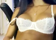 Hot teen latina cum in white lingerie
