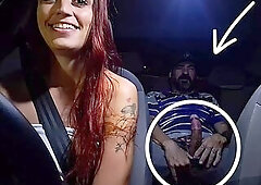 Slut works as a ride-sharing driver and catches a man masturbating in the back seat!
