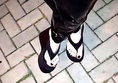 Heelex in flip flops and latex enjoying an outdoor adventure