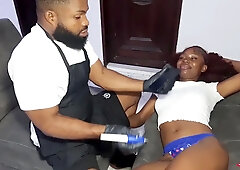 My Female Client Asked Me to Fuck Her with My After Drawing Tattoo on Her Ass and Pussy Area