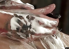 Slave boy has his cock, balls, and asshole shaved bare