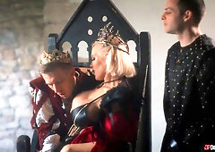 Short-haired blonde MILF Rebecca More dominated by a king size cock