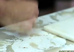 Homophobic Andrew fucked Troye's ass at the kitchen