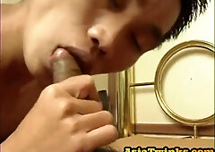 Youngster Chinese bj's off bottom and eats his rump before fuck-fest