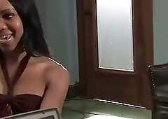 Sexy ebony tranny will do anything to a new job