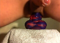 amateur Anal sex toy fun with flint the bad dragon !