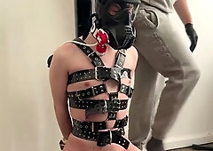 Condom Youngster Corded in Place and Machine Stroked