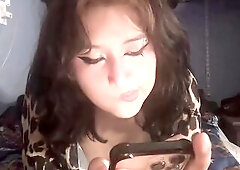 hot trans gal plays with herself in her couch