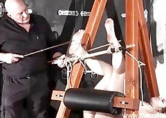 Amateur babe with big tits tied up and whipped BDSM