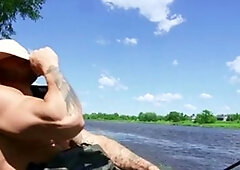 DrillMyHole: Tattooed american Matthew Parker getting facial outdoors