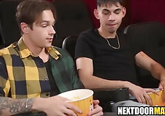 Closeted dude fuckfests with bumder paramour in cinema