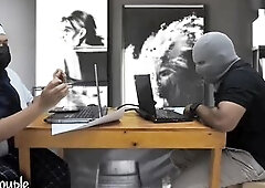 Real climax caught on camera!! How to have a fun a vacation at home office Indo Bokep