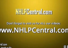 Large boobs sexy brunette hair Cleo Summers undresses off and masturbates in garters and stockings