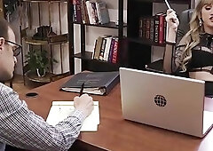 Gorgeous blonde shemale seduces a guy into fucking her hardcore