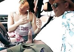 TRANSANGELS - Slutty Honey Kasey Kei Hops Into Draven Navarro's Car Then Sucks His Schlong As Pretty soon As His Wife Leaves