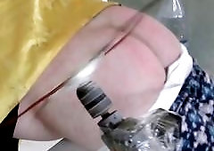 Cute chick with a fat booty gets spanked very hard