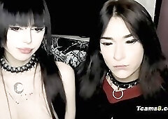 Emo girl sucks and jerks goth shemale dick hard