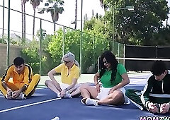 Having a stepson and stepmoms tennis showdown practice