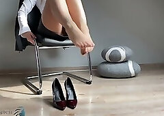 secretary feet in pantyhose & high heels, Business Bitch