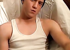 Straight jock Gauge cums after jerking his big cock solo