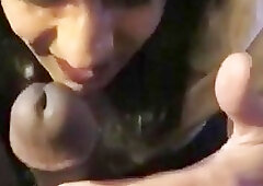 Crossdressing shemale takes a big black cock in her mouth