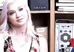 Breasty blond shoplifter blows then screws guard in backroom to walk free