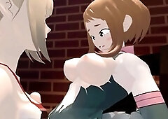 Himiko dominates Ochako as her submissive lover in a steamy futa encounter